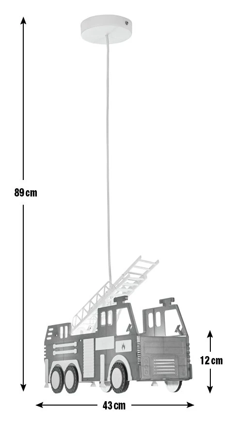 Glow Kids Fire Engine Ceiling Light - Red 3 Glow Kids Fire Engine Ceiling Light - Red - Image 3