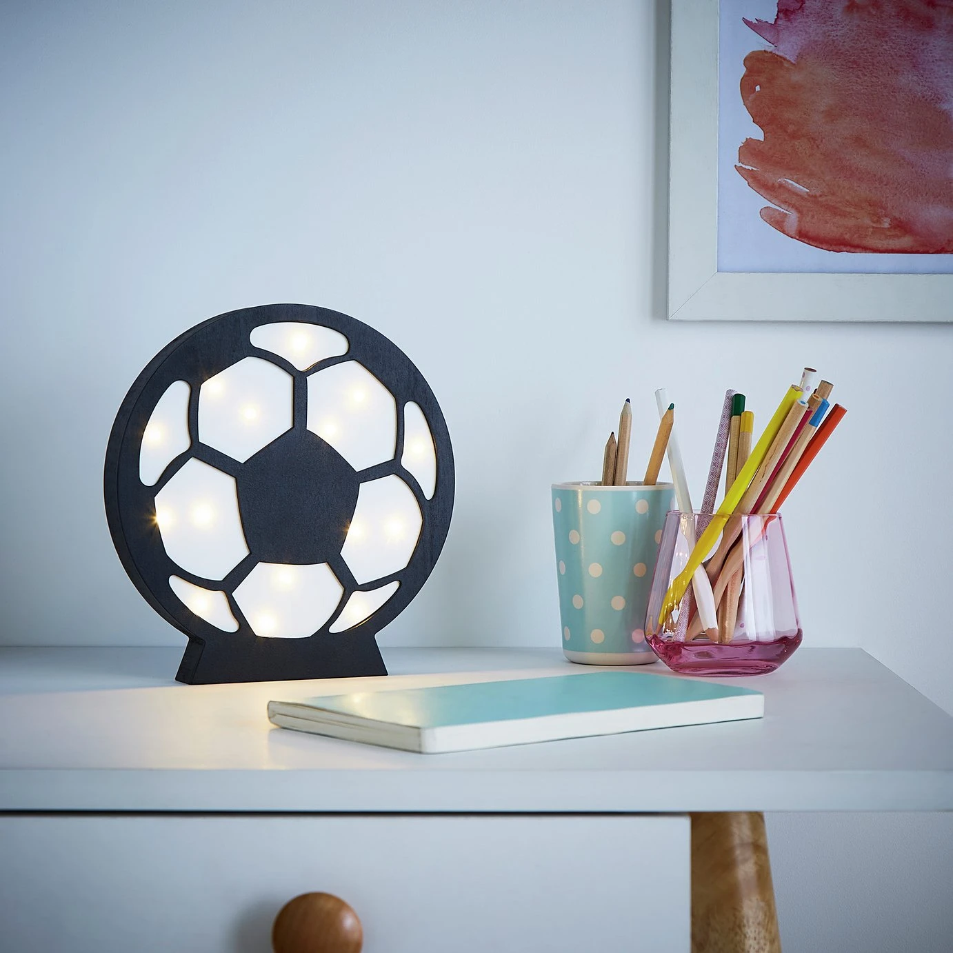 Glow Kids Wooden Football Table Light - Black & White 2 Glow Kids Wooden Football Table Light - Black & White - Image 2