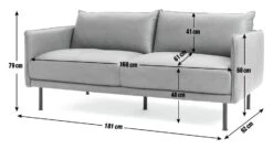 Habitat Moore Leather 3 Seater Sofa - Dark Grey -Home Furnishing Store 1159455 R E001