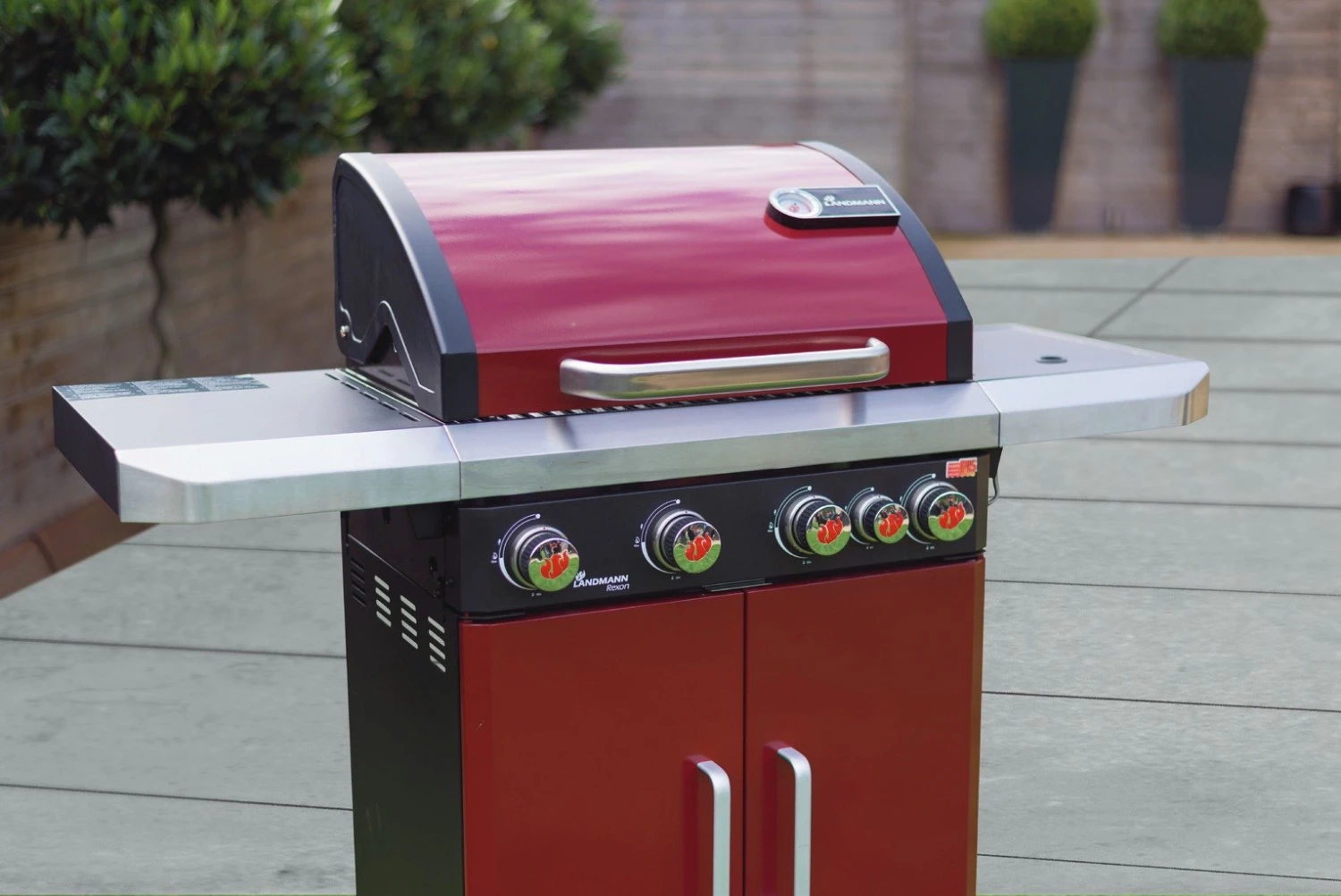 LANDMANN Rexon CooK 4 Burner Gas BBQ - Red 2 LANDMANN Rexon CooK 4 Burner Gas BBQ - Red - Image 2