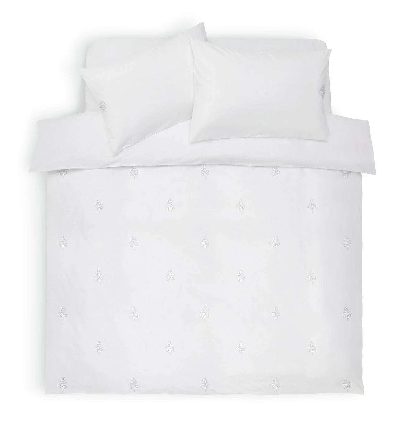 Habitat Cotton Embroidered Leaf White Bedding Set- Single 3 Habitat Cotton Embroidered Leaf White Bedding Set- Single - Image 3