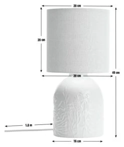 Habitat Embossed Floral Ceramic Table Lamp - Off White -Home Furnishing Store 1233656 R E001