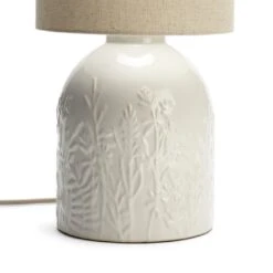 Habitat Embossed Floral Ceramic Table Lamp - Off White -Home Furnishing Store 1233656 R Z003A