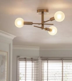 Habitat Globe Ribbed Metal Bathroom Ceiling Light - Brass -Home Furnishing Store 1233711 R Z002C