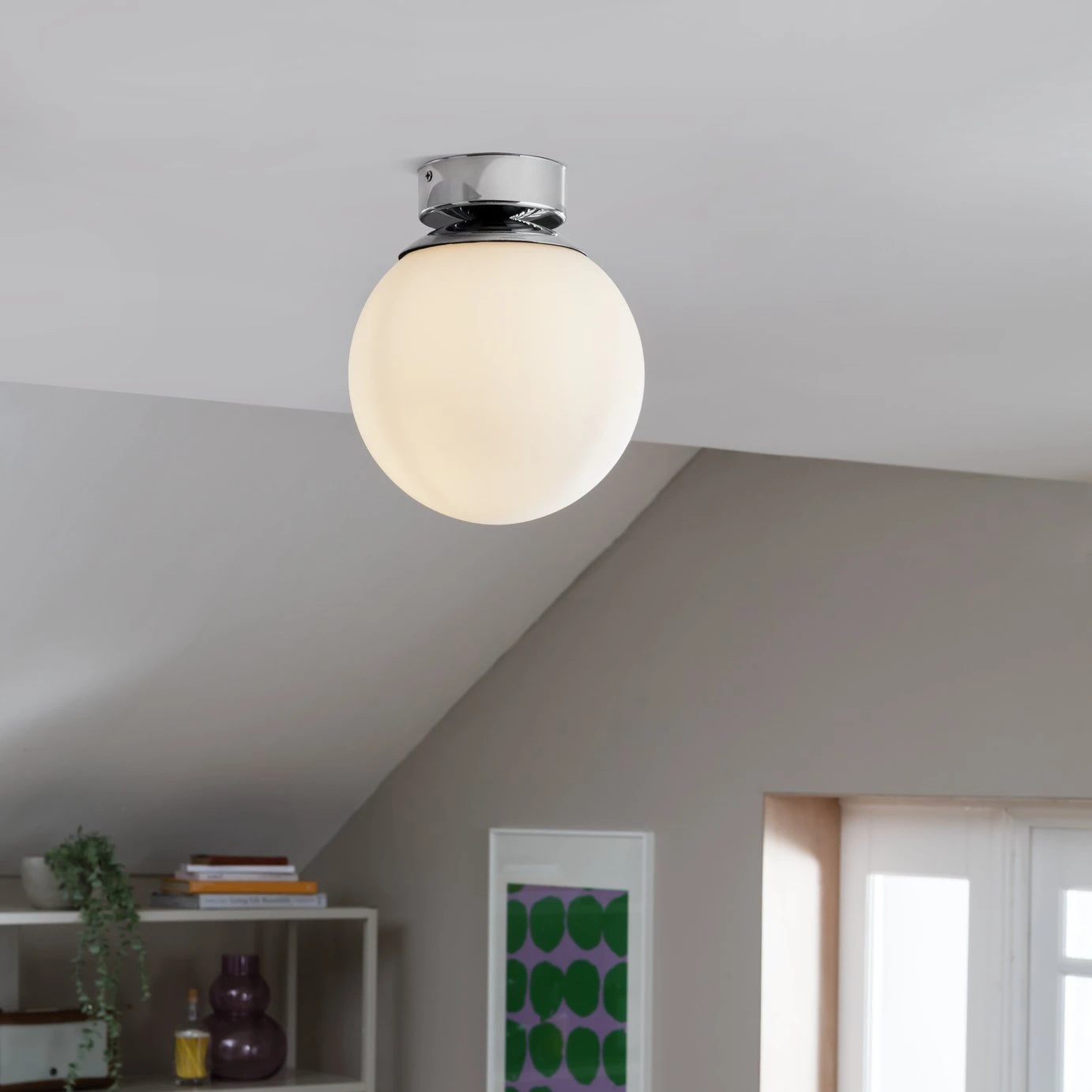 Habitat Opal Glass Bathroom Flush Ceiling Light - White 6 Habitat Opal Glass Bathroom Flush Ceiling Light - White - Image 6