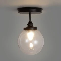 Habitat Globe Metal Bathroom Pendant Light - Black -Home Furnishing Store 1233797 R Z002A