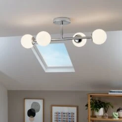 Habitat Metal 4 Light Bathroom Flush Ceiling Light - Chrome -Home Furnishing Store 1233807 R Z002C