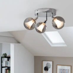 Habitat Globe Metal Bathroom Flush To Ceiling Light - Silver -Home Furnishing Store 1233883 R Z002C