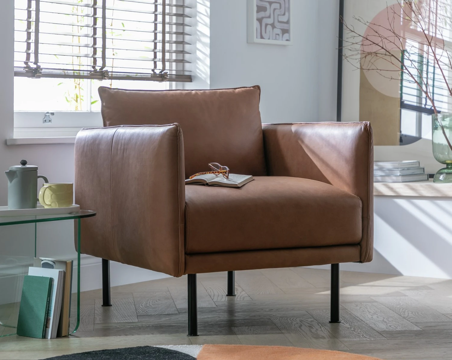 Habitat Moore Leather Armchair - Tan 2 Habitat Moore Leather Armchair - Tan - Image 2