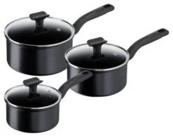 Tefal Total 3 Piece Non Stick Pan Set - Black