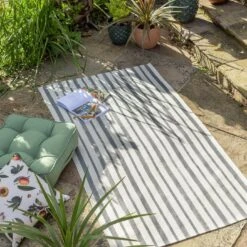Habitat Grey Stripe Outdoor Rug -Home Furnishing Store 1340367 R Z002C