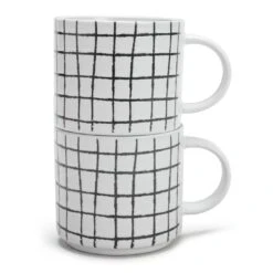 Habitat Grid Set Of 4 Mugs - White -Home Furnishing Store 1402944 R Z002A