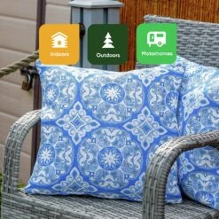 Streetwize Jacquard Outdoor Cushion Blue - Pack Of 4 -Home Furnishing Store 1480117 R Z006A