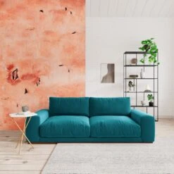 Swoon Denver Velvet 3 Seater Sofa- Kingfisher Blue -Home Furnishing Store 1972436 R Z001C