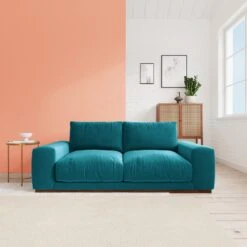 Swoon Denver Velvet 2 Seater Sofa- Kingfisher Blue -Home Furnishing Store 1972601 R Z001C