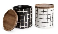 Habitat Grid Pack Of 2 Ceramic Canister - Black And White -Home Furnishing Store 1975402 R Z002A