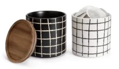 Habitat Grid Pack Of 2 Ceramic Canister - Black And White -Home Furnishing Store 1975402 R Z004A