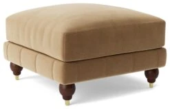 Swoon Winston Velvet Ottoman Footstool - Biscuit -Home Furnishing Store 1995389 R Z003A
