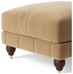 Swoon Winston Velvet Ottoman Footstool - Biscuit -Home Furnishing Store 1995389 R Z004A