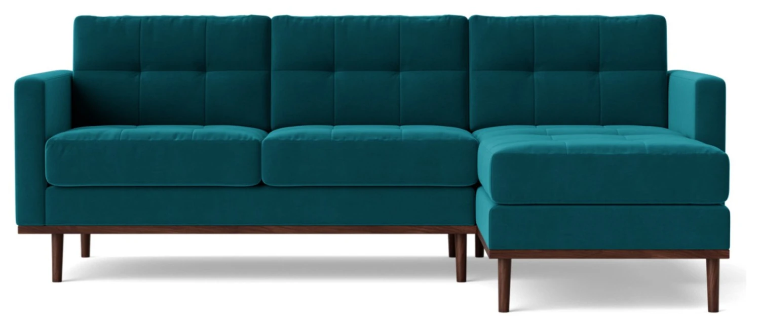 Swoon Berlin Velvet Right Hand Corner Sofa- Kingfisher Blue 5 Swoon Berlin Velvet Right Hand Corner Sofa- Kingfisher Blue - Image 5