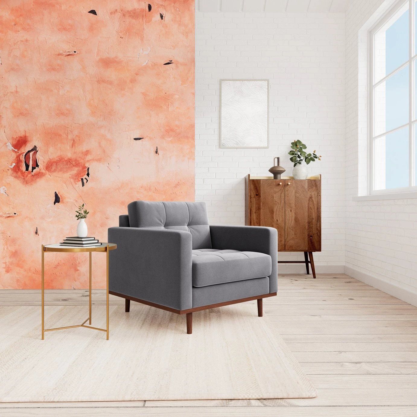 Swoon Berlin Velvet Armchair - Granite Grey 2 Swoon Berlin Velvet Armchair - Granite Grey - Image 2