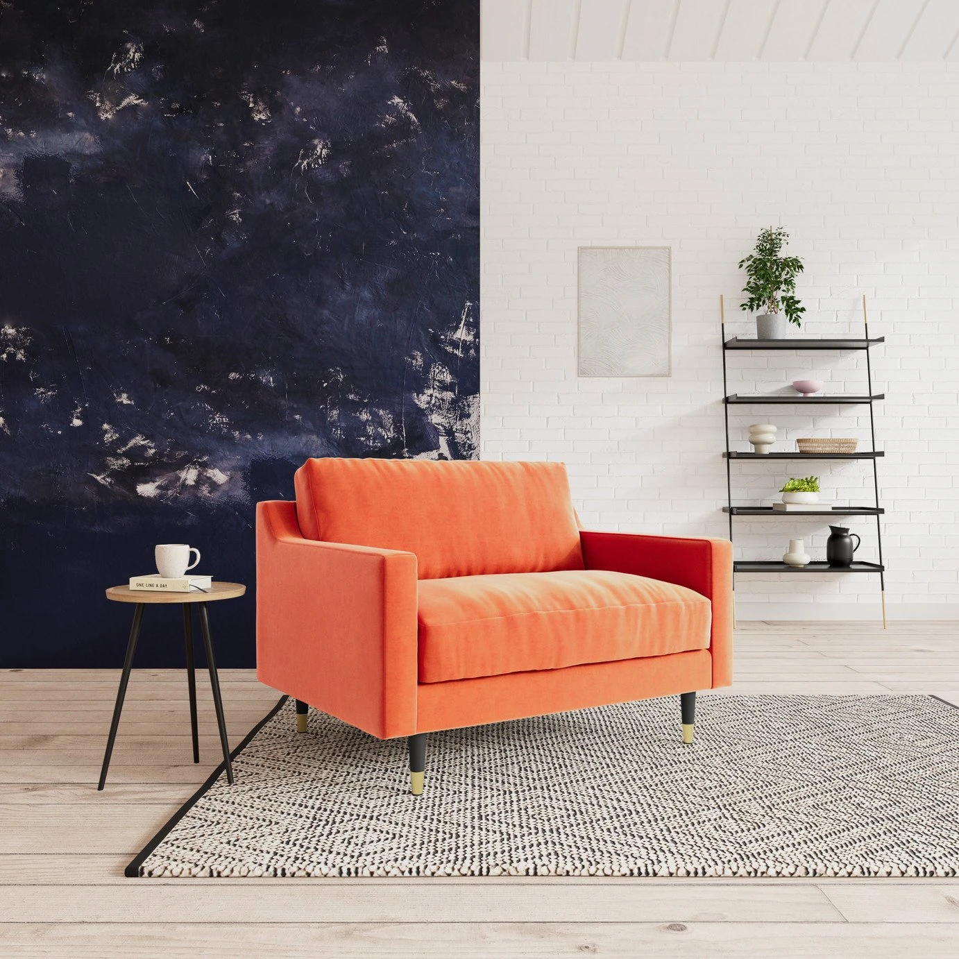 Swoon Rieti Velvet Cuddle Chair - Burnt Orange 2 Swoon Rieti Velvet Cuddle Chair - Burnt Orange - Image 2