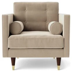 Swoon Porto Velvet Armchair - Taupe
