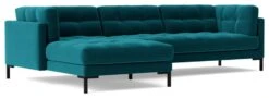 Swoon Landau Velvet Left Hand Corner Sofa - Kingfisher Blue