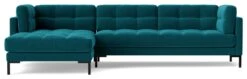 Swoon Landau Velvet Left Hand Corner Sofa - Kingfisher Blue -Home Furnishing Store 2023803 R Z002A