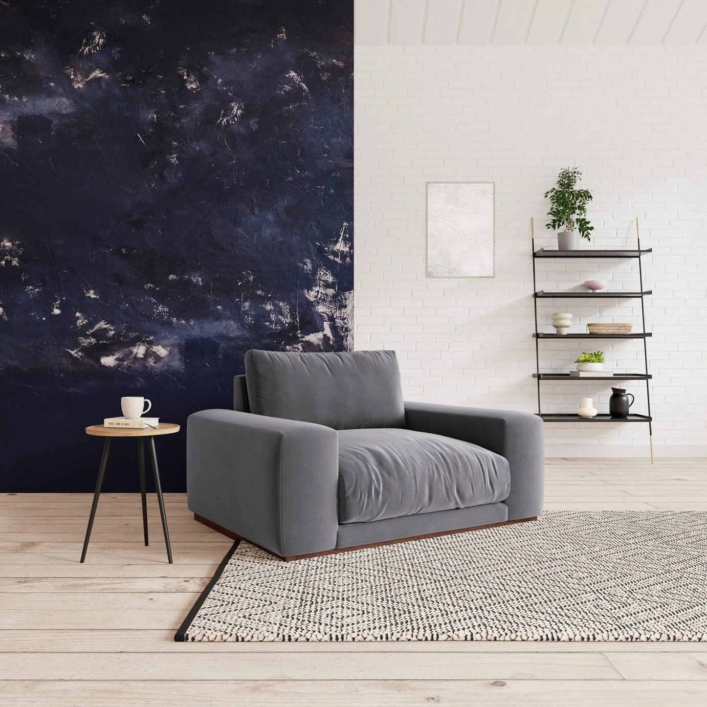 Swoon Denver Velvet Cuddle Chair - Granite Grey 2 Swoon Denver Velvet Cuddle Chair - Granite Grey - Image 2