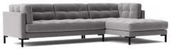Swoon Landau Velvet Right Hand Corner Sofa - Silver Grey