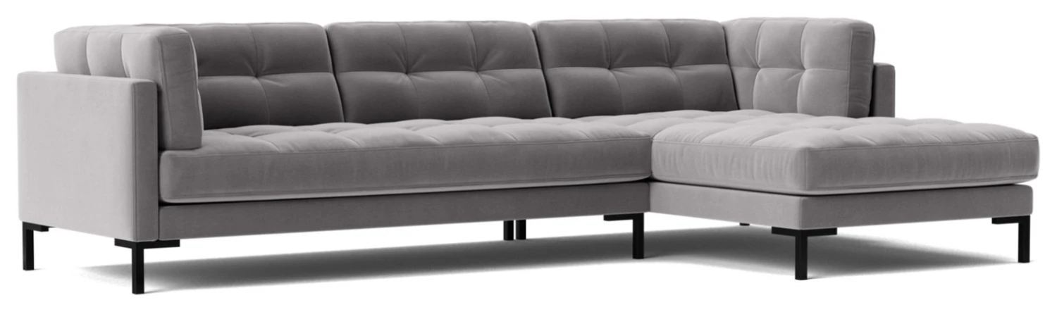 Swoon Landau Velvet Right Hand Corner Sofa - Silver Grey 1 Swoon Landau Velvet Right Hand Corner Sofa - Silver Grey