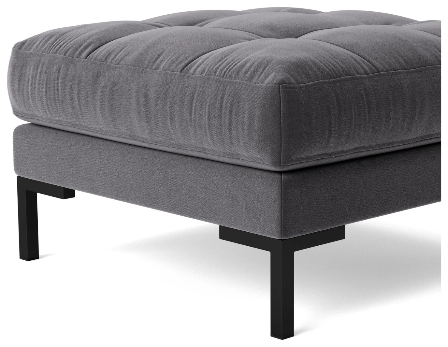 Swoon Landau Velvet Ottoman Footstool - Granite Grey 5 Swoon Landau Velvet Ottoman Footstool - Granite Grey - Image 5