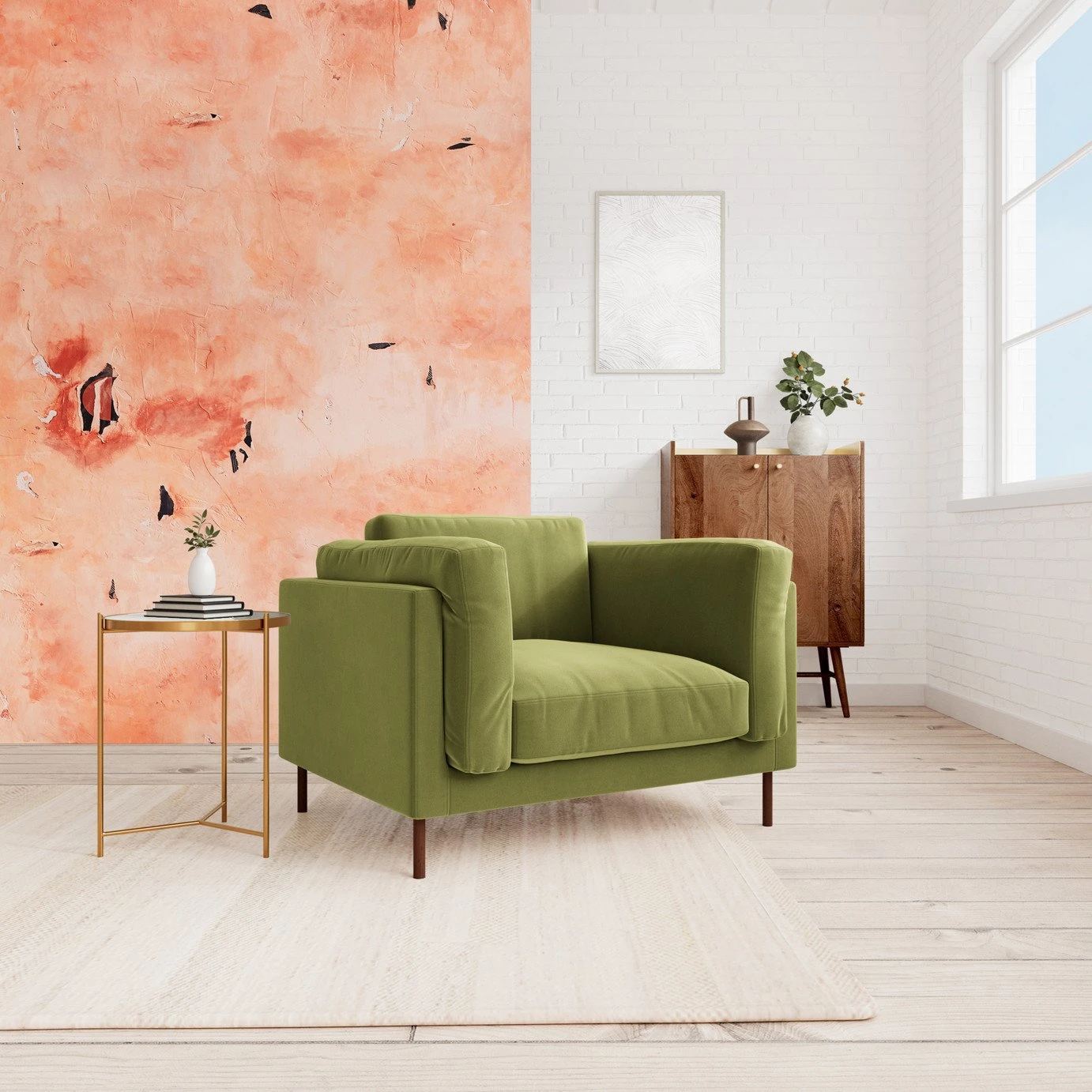 Swoon Munich Velvet Armchair - Fern Green 2 Swoon Munich Velvet Armchair - Fern Green - Image 2