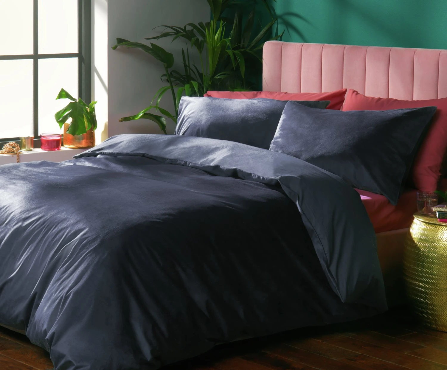Habitat Plain Velvet Navy Bedding Set - Double 5 Habitat Plain Velvet Navy Bedding Set - Double - Image 5