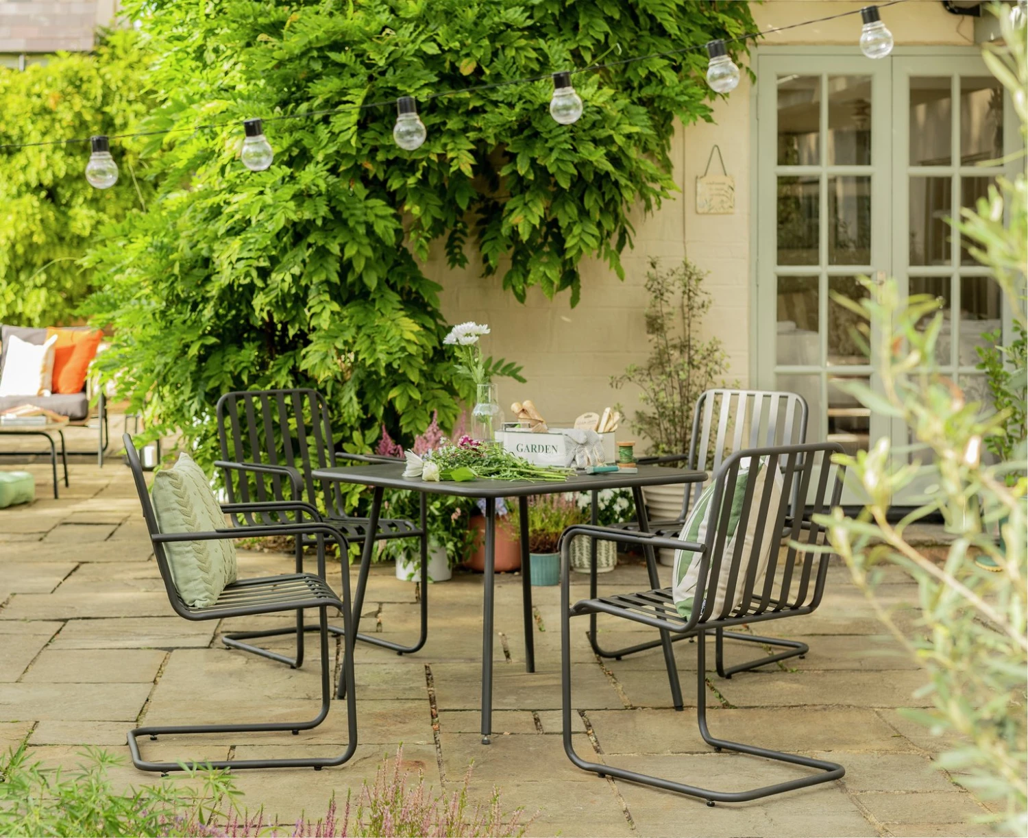 Habitat Indu 4 Seater Metal Patio Set - Black 1 Habitat Indu 4 Seater Metal Patio Set - Black