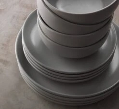 Habitat 12 Piece Stoneware Dinner Set - Matt Grey -Home Furnishing Store 2151768 R Z003C
