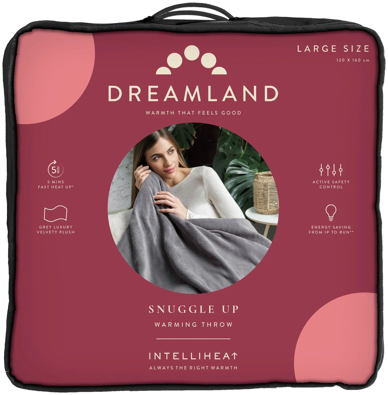 Dreamland Snuggle Up Heated Grey Throw - Large 1 Dreamland Snuggle Up Heated Grey Throw - Large