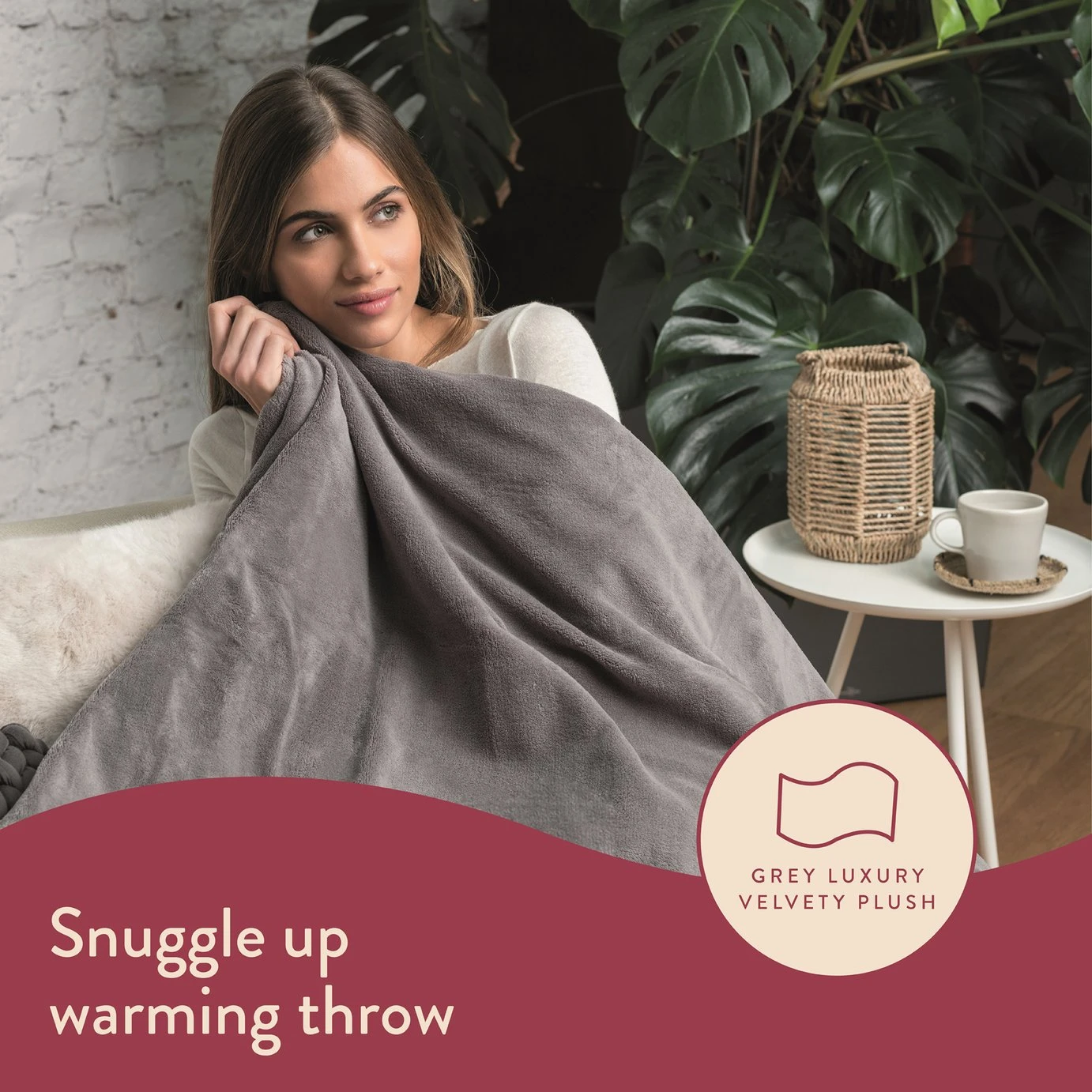Dreamland Snuggle Up Heated Grey Throw - Large 2 Dreamland Snuggle Up Heated Grey Throw - Large - Image 2