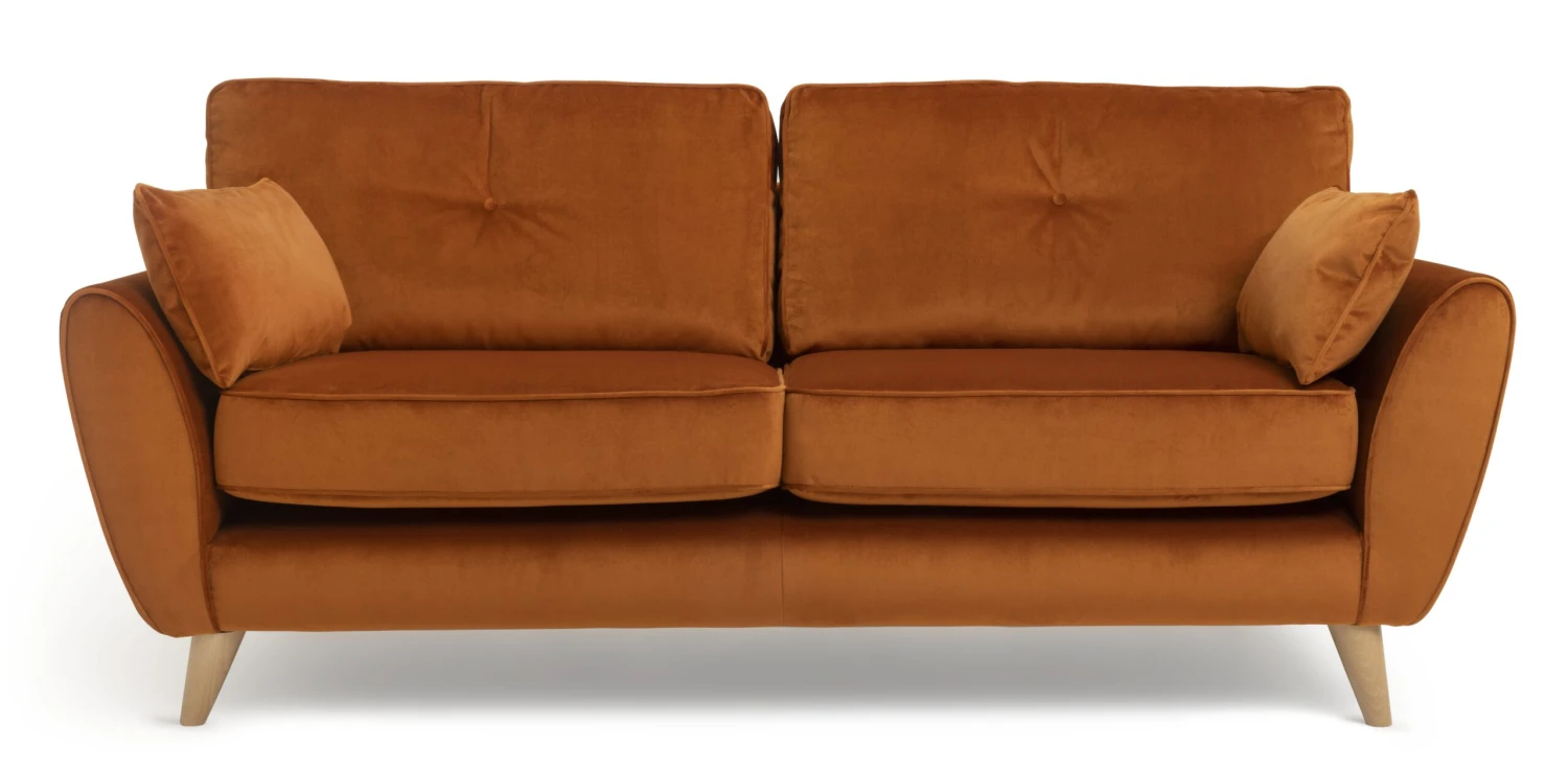 Habitat Isla 3 Seater Velvet Sofa - Orange 1 Habitat Isla 3 Seater Velvet Sofa - Orange