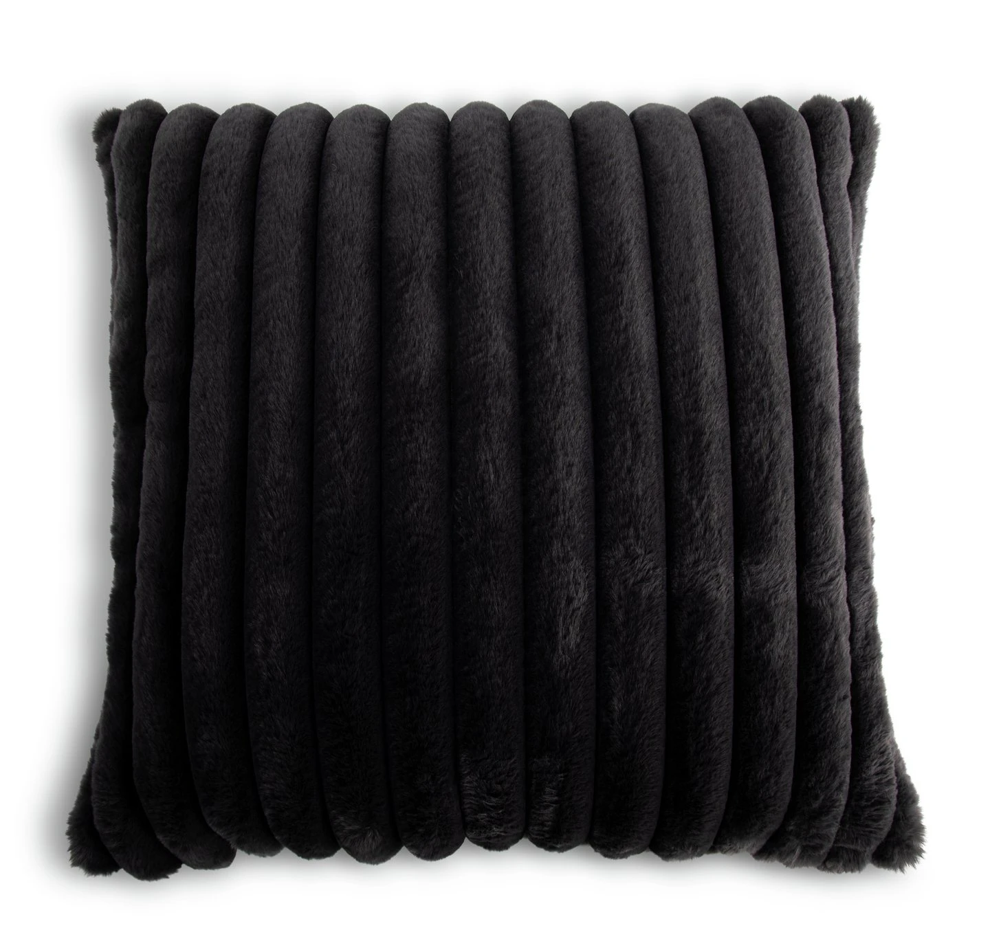 Habitat Ribbed Faux Fur Cushion - Charcoal - 50X50cm 1 Habitat Ribbed Faux Fur Cushion - Charcoal - 50X50cm
