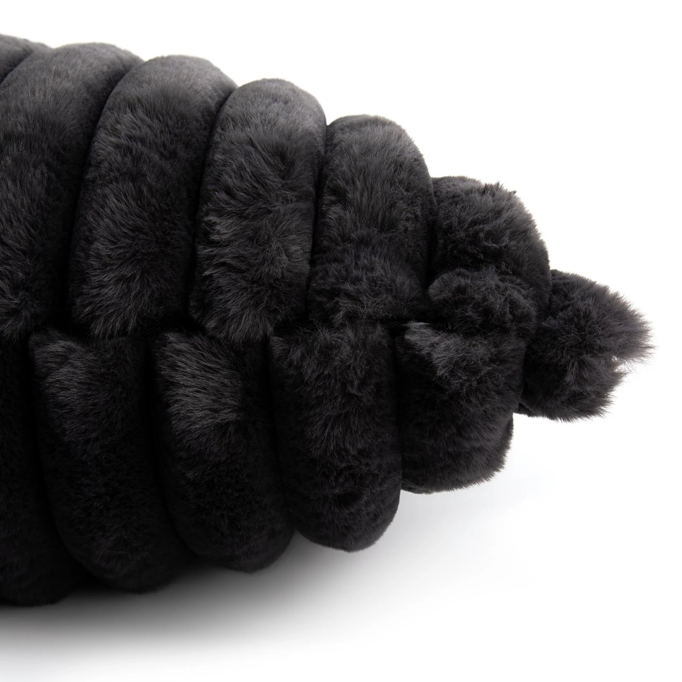 Habitat Ribbed Faux Fur Cushion - Charcoal - 50X50cm 4 Habitat Ribbed Faux Fur Cushion - Charcoal - 50X50cm - Image 4