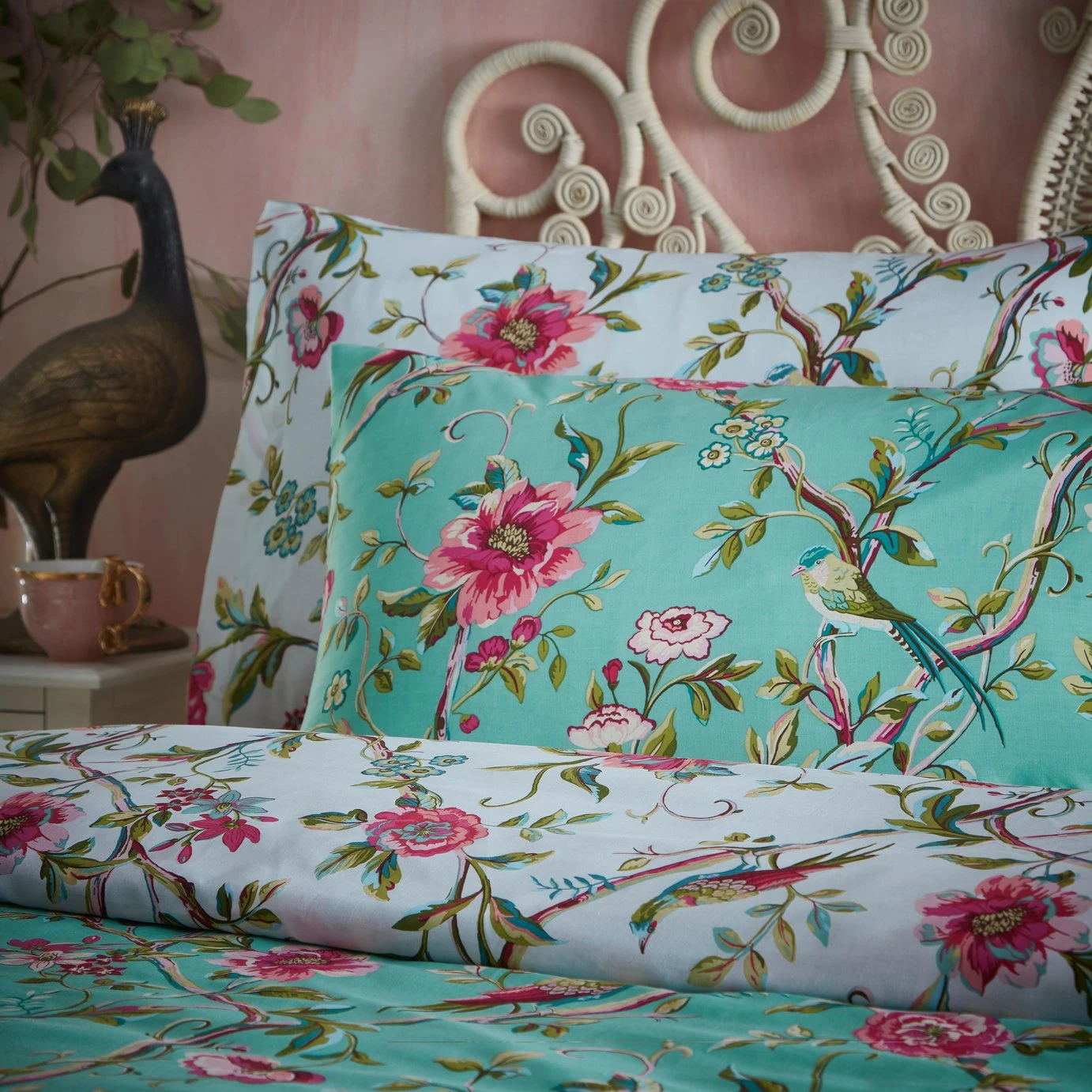 Furn Vintage Chinoiserie Floral Green Bedding Set - Single 2 Furn Vintage Chinoiserie Floral Green Bedding Set - Single - Image 2