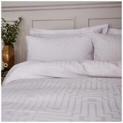 Bianca Cotton 180 TC Geometric White Bedding Set - Double -Home Furnishing Store 3080412 R Z005A