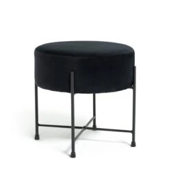 Habitat Jax Velvet Footstool - Black -Home Furnishing Store 3088191 R Z002A