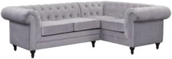 Habitat Chesterfield Velvet Left Hand Corner Sofa-Light Grey -Home Furnishing Store 3106633 R Z002A
