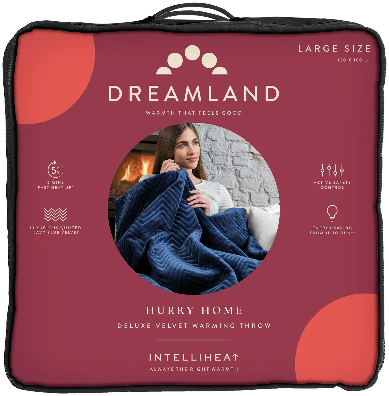 Dreamland Deluxe Velvet Royal Blue Heated Throw - Large 1 Dreamland Deluxe Velvet Royal Blue Heated Throw - Large