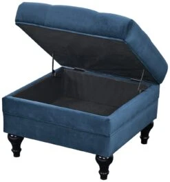 Habitat Chesterfield Velvet Storage Footstool - Blue -Home Furnishing Store 3369683 R Z003A