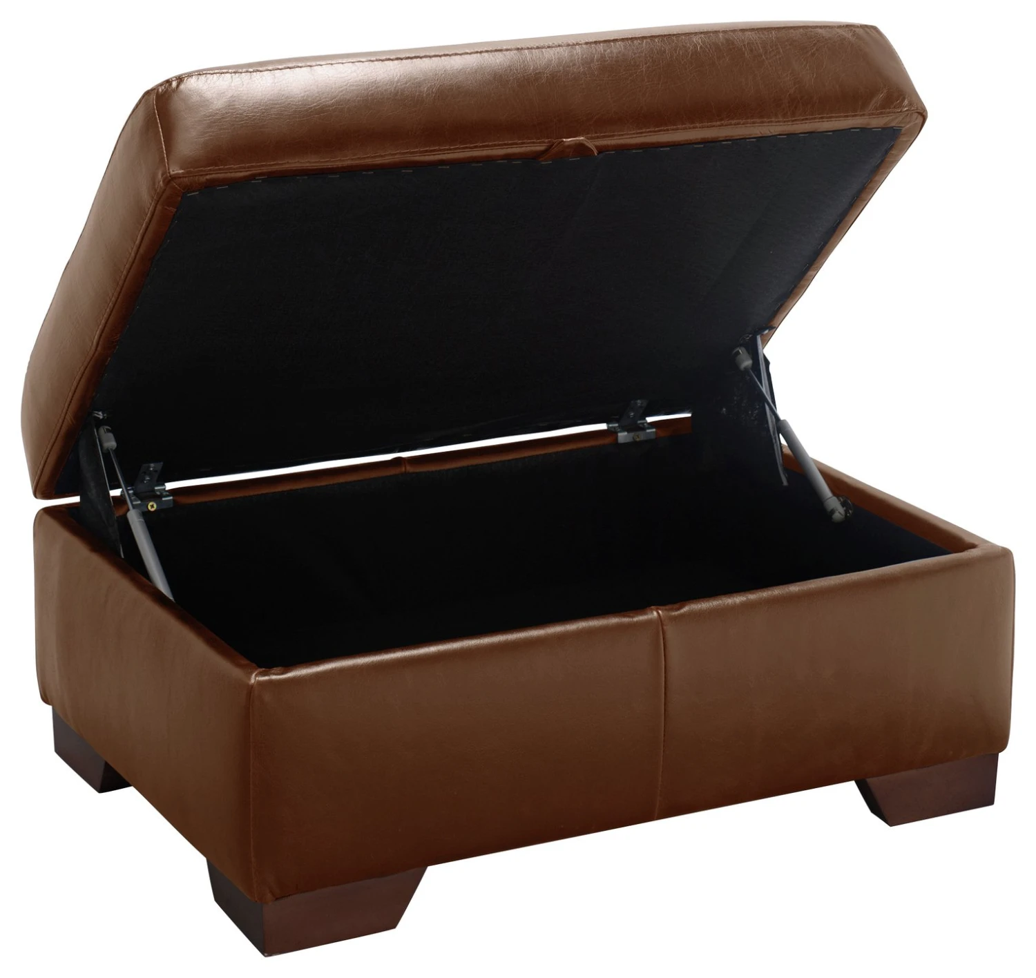 Habitat Eton Leather Storage Ottoman Footstool - Tan 3 Habitat Eton Leather Storage Ottoman Footstool - Tan - Image 3