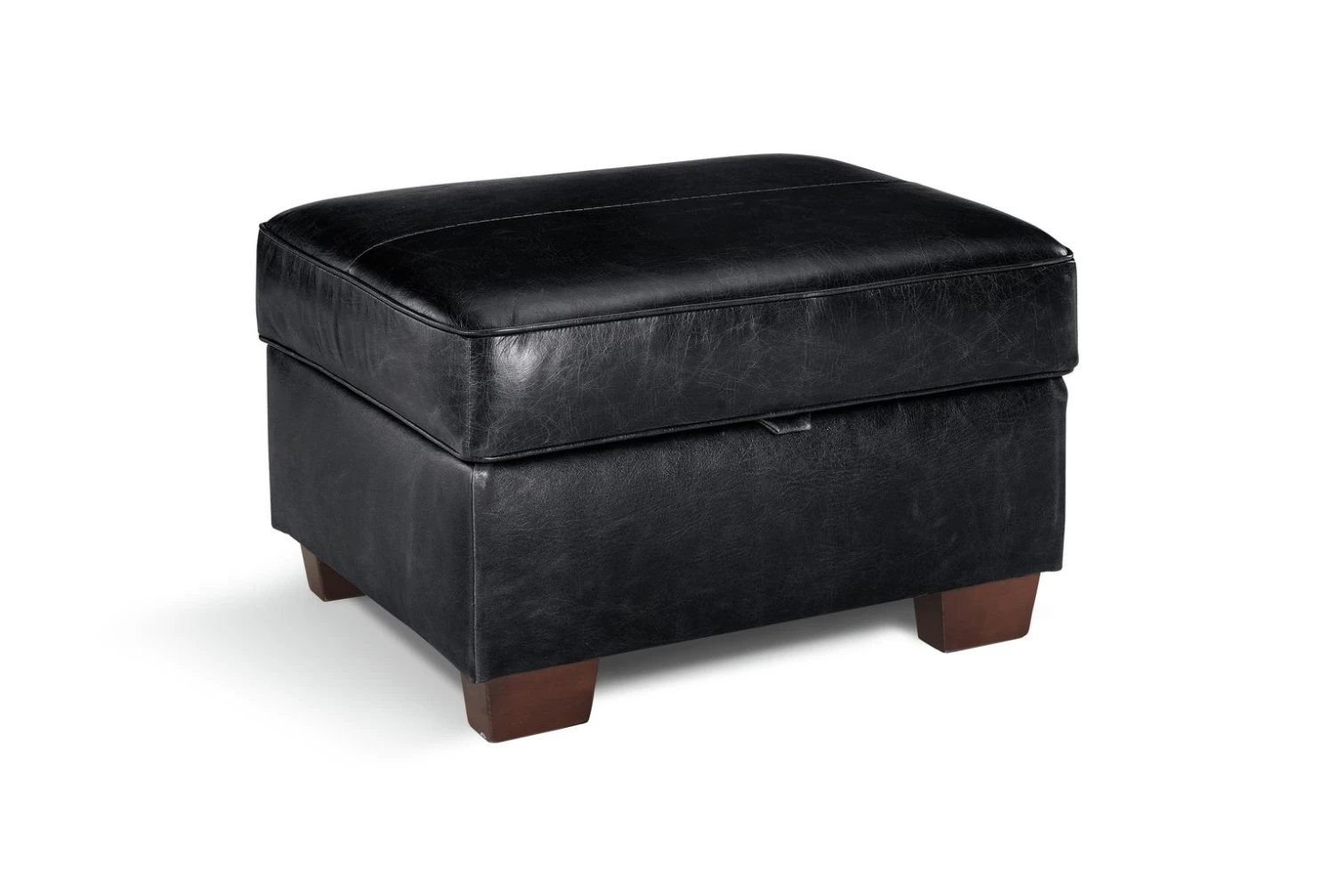 Habitat Salisbury Leather Storage Footstool - Black 1 Habitat Salisbury Leather Storage Footstool - Black